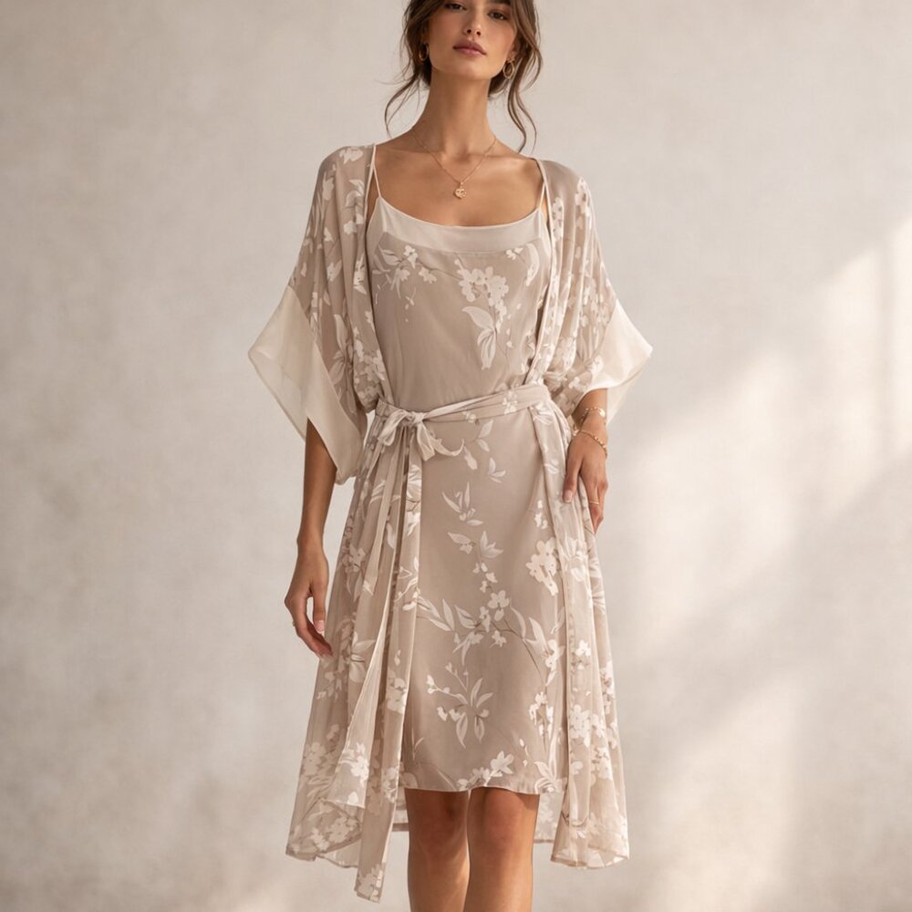 HELEN SANCHEZ VINTAGE SILK SLIP/WRAP SET